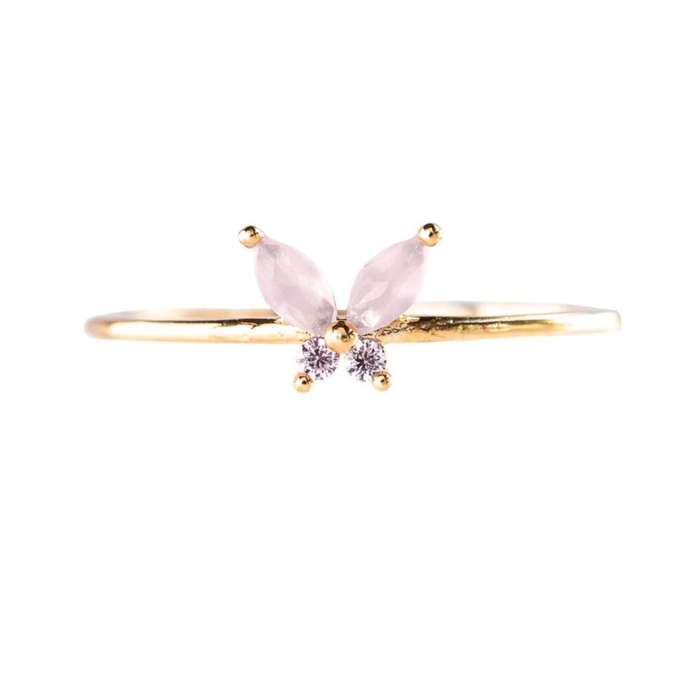 Girls Crew Baby Pink Mari Ring Size 8- Gold-Plated
